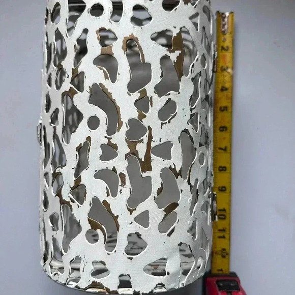 Metal Decorative Chipped Paint Design Chest Container - Picture 5 of 7